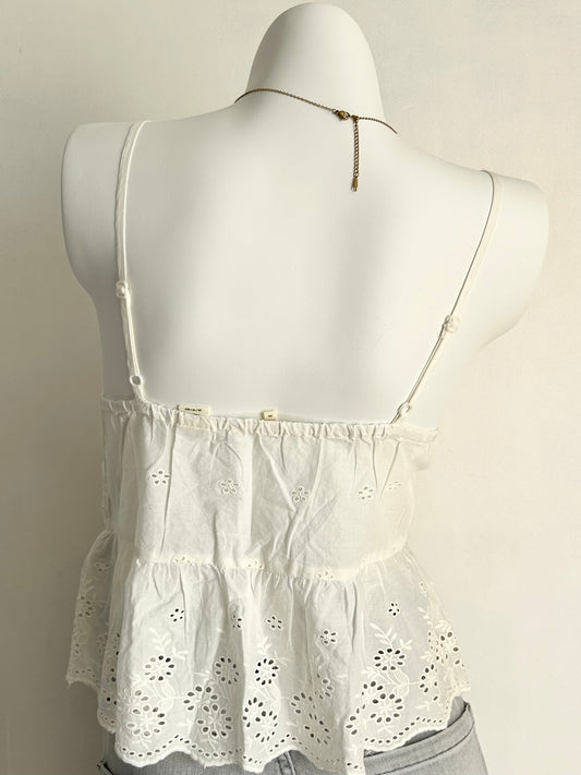 Lace peplum cami top