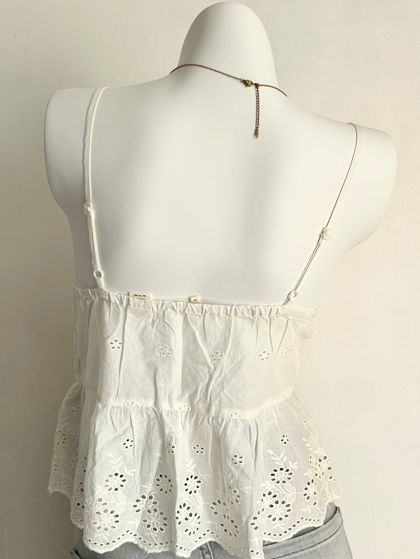 Lace peplum cami top