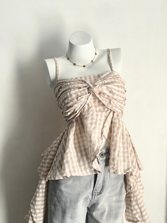 Twisted front peplum top