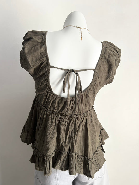 Peplum top olive green