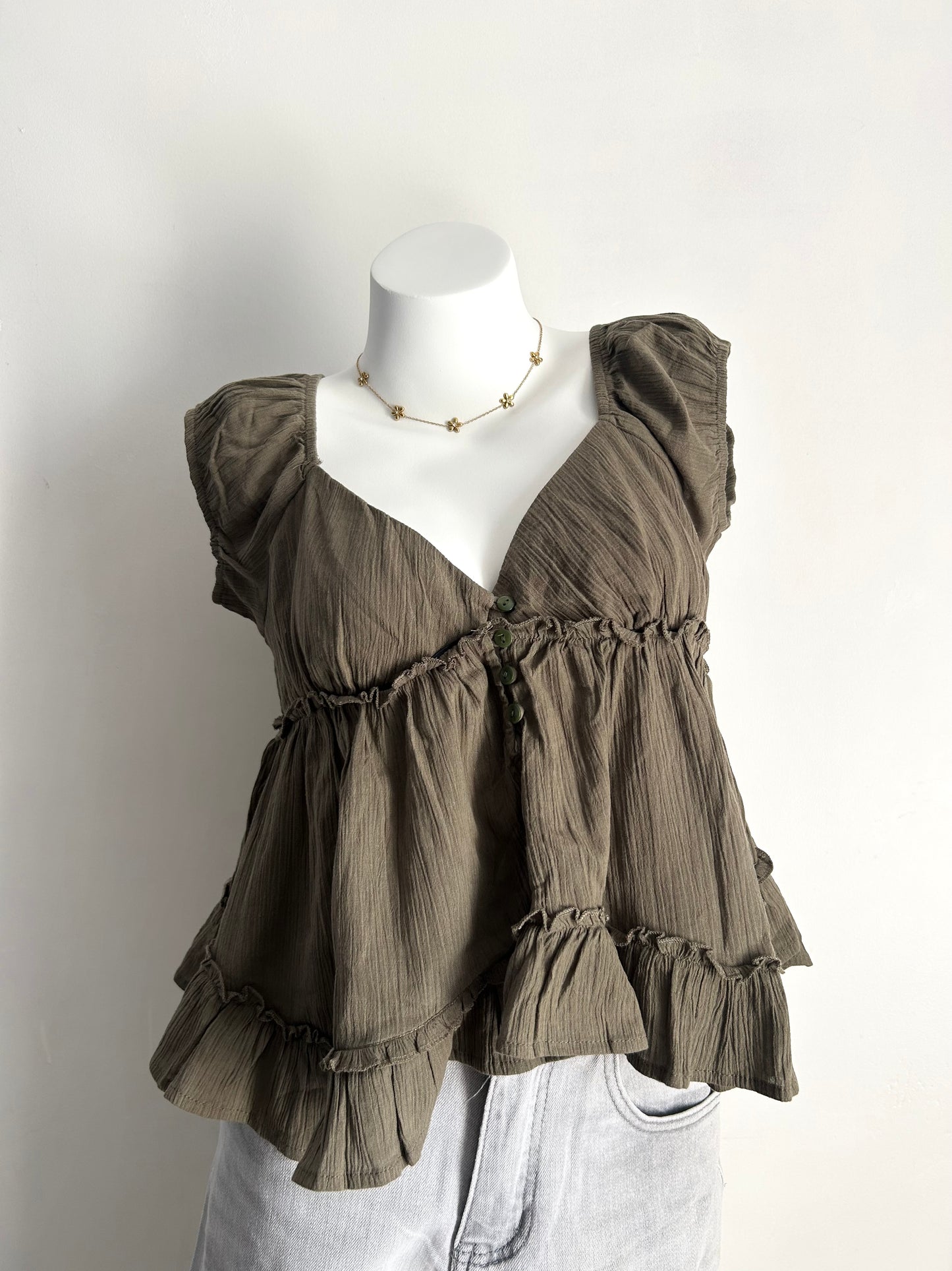 Peplum top olive green